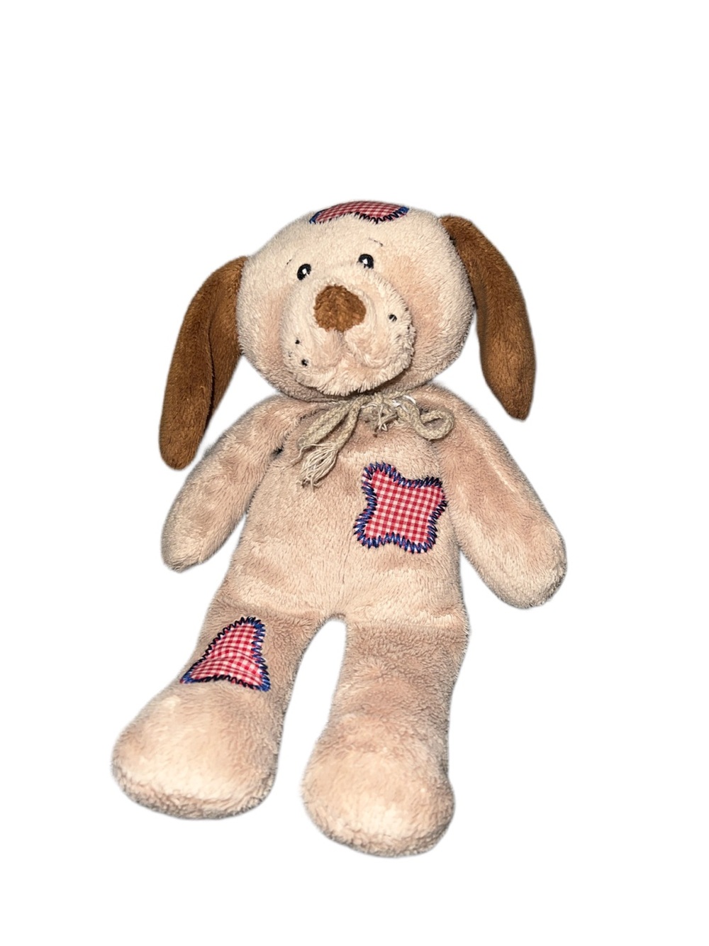 HTF BABY GANZ Rodeo Friends Puppy Dog Tan Red White Gingham Stuffed Plush Toy
